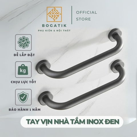 Tay vịn phòng tắm nhà vệ sinh chất liệu Inox 304 màu đen chất lượng cao, an toàn và siêu bền