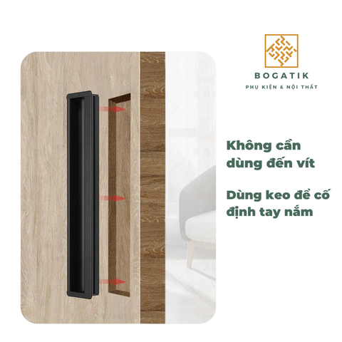 Tay nắm tủ âm tay nắm âm cửa xẻ rãnh màu ĐEN, VÀNG chất liệu hợp kim nhôm chất lượng AT05
