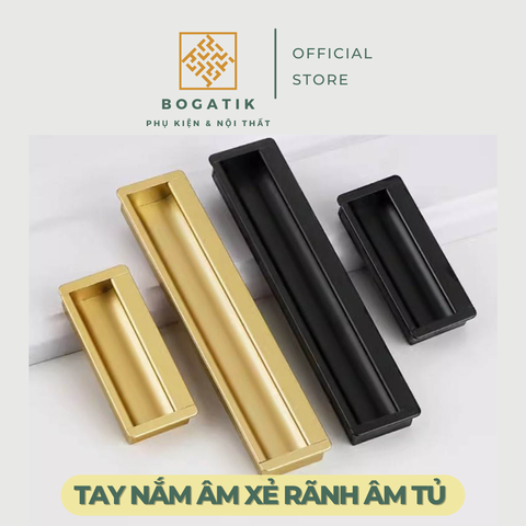 Tay nắm tủ âm tay nắm âm cửa xẻ rãnh màu ĐEN, VÀNG chất liệu hợp kim nhôm chất lượng AT05