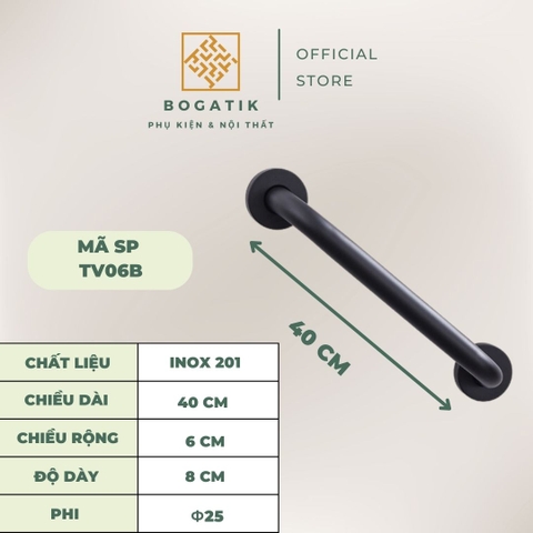 Tay vịn phòng tắm nhà vệ sinh chất liệu Inox 304 màu đen chất lượng cao, an toàn và siêu bền