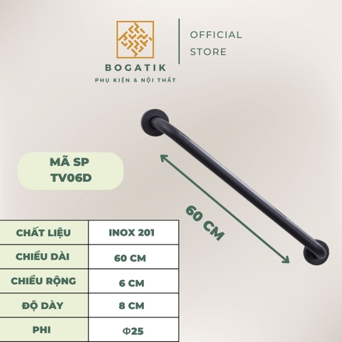 Tay vịn phòng tắm nhà vệ sinh chất liệu Inox 304 màu đen chất lượng cao, an toàn và siêu bền