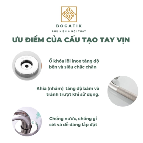 Tay vịn phòng tắm nhà vệ sinh có khía chất liệu thép không gỉ độ chống trượt cao, an toàn độ bền cao