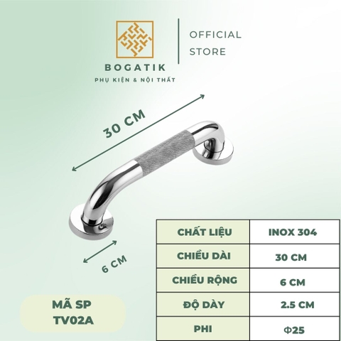 Tay vịn phòng tắm nhà vệ sinh có khía chất liệu thép không gỉ độ chống trượt cao, an toàn độ bền cao