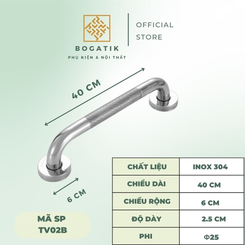Tay vịn phòng tắm nhà vệ sinh có khía chất liệu thép không gỉ độ chống trượt cao, an toàn độ bền cao