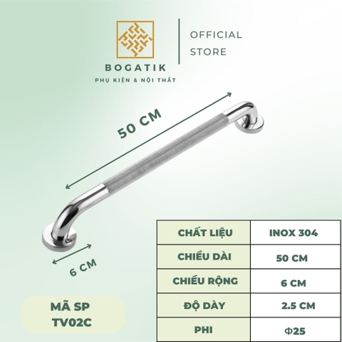 Tay vịn phòng tắm nhà vệ sinh có khía chất liệu thép không gỉ độ chống trượt cao, an toàn độ bền cao