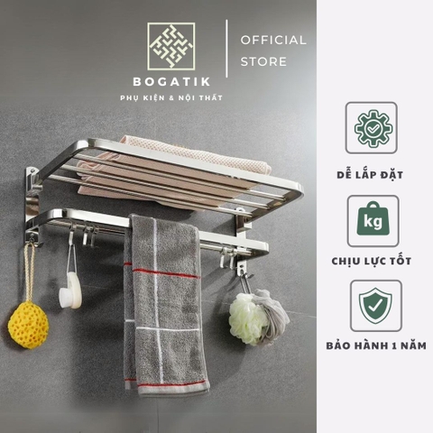 Giá treo khăn nhà tắm kệ nhà tắm kệ để đồ phòng tắm INOX 304 2 tầng độ bền cao đa năng và tiện lợi
