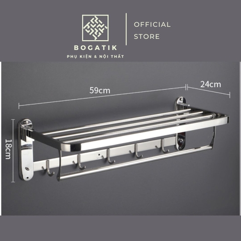 Giá treo khăn nhà tắm kệ nhà tắm kệ để đồ phòng tắm INOX 304 2 tầng độ bền cao đa năng và tiện lợi