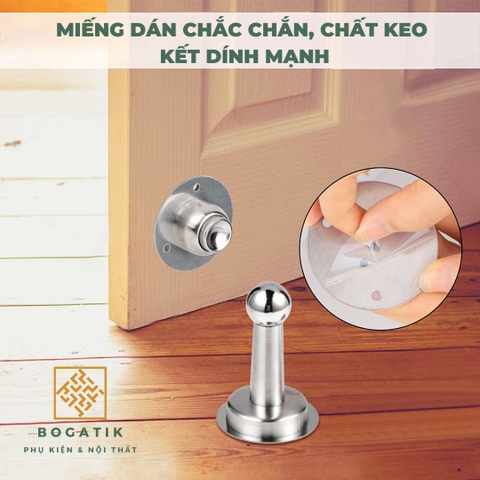 Chặn cửa thông minh hít nam châm chống va đập hít cửa INOX thép không gỉ tặng kèm miếng dán 3M
