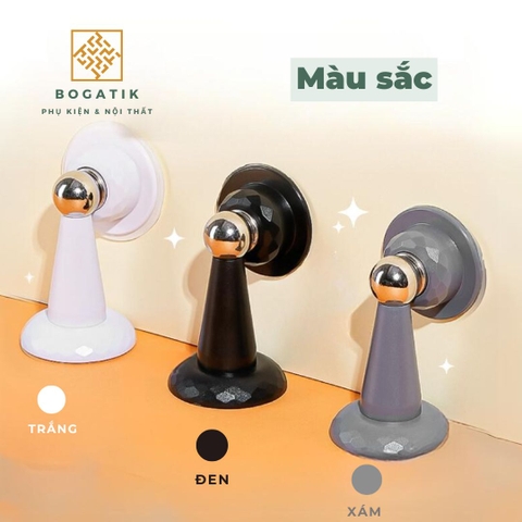 Chặn cửa thông minh hút nam châm INOX 3 màu chống va đập giữ cửa không cần khoan vít tặng kèm miếng dán 3M