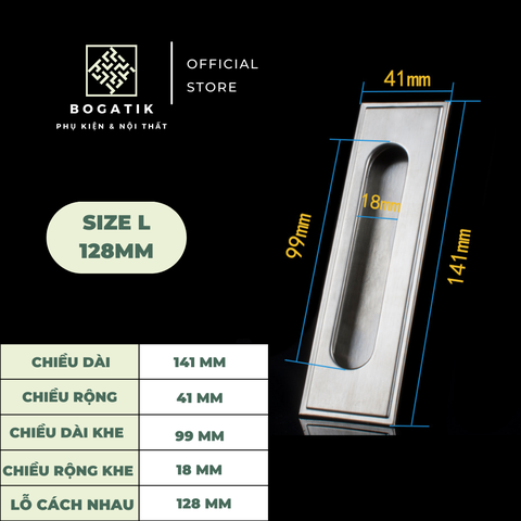 Tay nắm cửa tủ ngăn kéo tay nắm âm tủ BOGATIK INOX thép không gỉ cho cửa trượt cửa lùa AT08