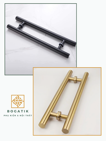 Tay nắm cửa tay nắm cửa kính cường lực chất liệu INOX mạ VÀNG, ĐEN, inox dày, loại tốt
