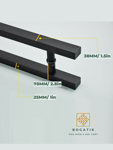 Tay nắm cửa tay nắm cửa kính cường lực VUÔNG chất liệu INOX dày hàng tốt, màu ĐEN chất lượng cao