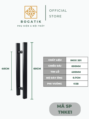 Tay nắm cửa tay nắm cửa kính cường lực VUÔNG chất liệu INOX dày hàng tốt, màu ĐEN chất lượng cao