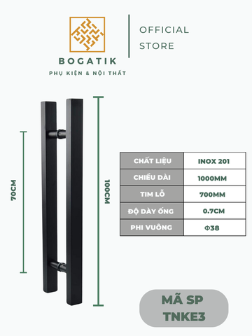 Tay nắm cửa tay nắm cửa kính cường lực VUÔNG chất liệu INOX dày hàng tốt, màu ĐEN chất lượng cao