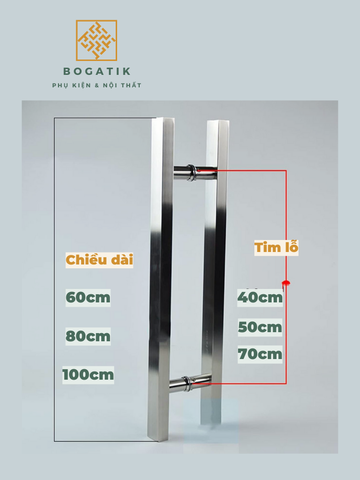 Tay nắm cửa tay nắm cửa kính cường lực VUÔNG chất liệu INOX 304 dày công nghệ Đức