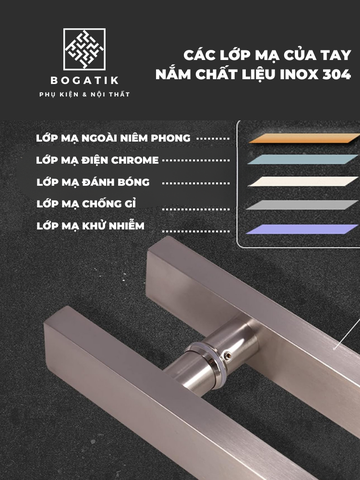 Tay nắm cửa tay nắm cửa kính cường lực VUÔNG chất liệu INOX 304 dày công nghệ Đức