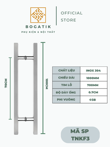 Tay nắm cửa tay nắm cửa kính cường lực VUÔNG chất liệu INOX 304 dày công nghệ Đức