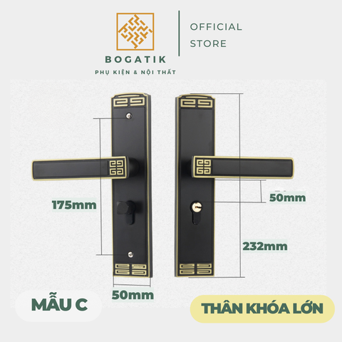 Khoá gạt cửa phòng, 2 màu phong cách cổ điển sang trọng, hợp kim nhôm, khoá giảm thanh, chống ồn