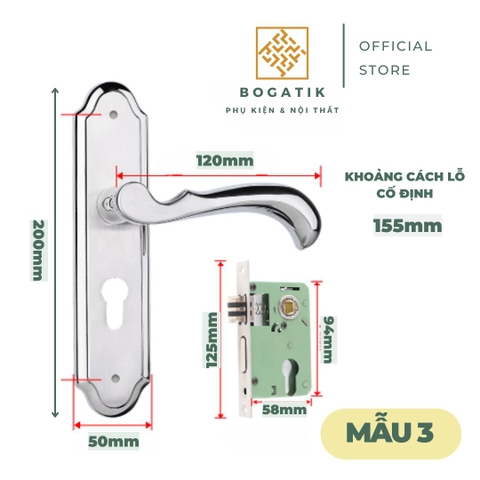 Khoá cửa tay gạt dòng phổ thông giá rẻ, INOX 201 phong cách hiện đại, sử dụng cho cửa gỗ và cửa nhôm