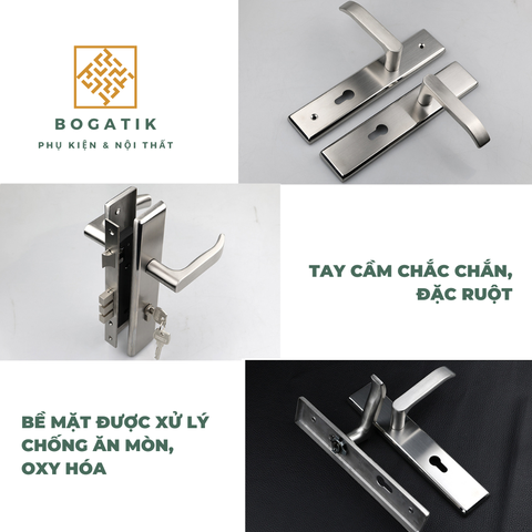 Khoá cửa tay gạt dòng phổ thông giá rẻ, INOX 201 phong cách hiện đại, sử dụng cho cửa gỗ và cửa nhôm