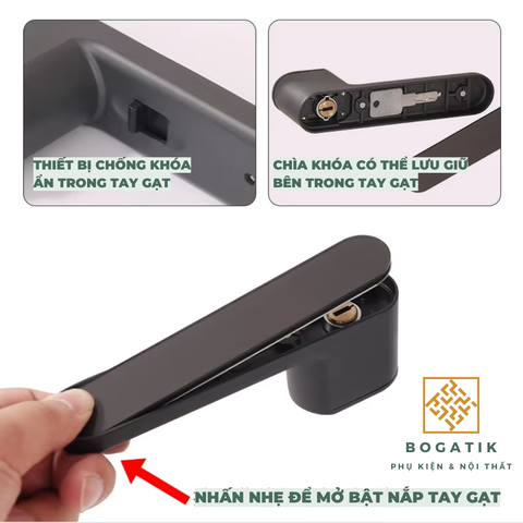 Khóa cửa tay gạt khóa cửa gỗ GRAYSON hợp kim nhôm phong cách tối giản hiện đại