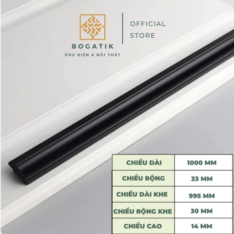 Tay nắm tủ âm cửa xẻ rãnh màu ĐEN, VÀNG cạnh DÀI 1M hợp kim hiện đại và tinh tế