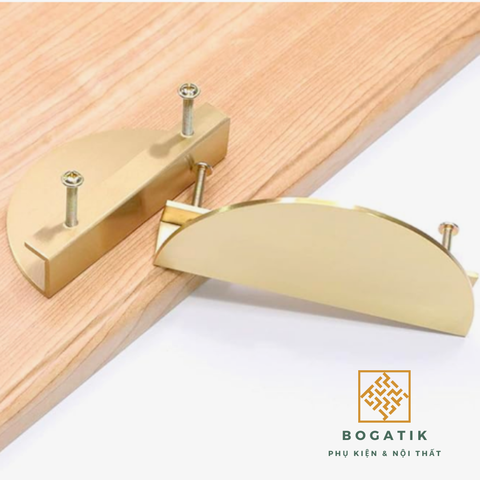 Tay nắm cửa tủ ngăn kéo tay nắm tủ bếp hình bán nguyệt hợp kim nhôm đen, vàng kim hiện đại