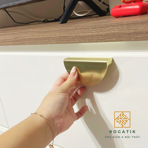 Tay nắm cửa tủ ngăn kéo tay nắm tủ bếp hình bán nguyệt hợp kim nhôm đen, vàng kim hiện đại