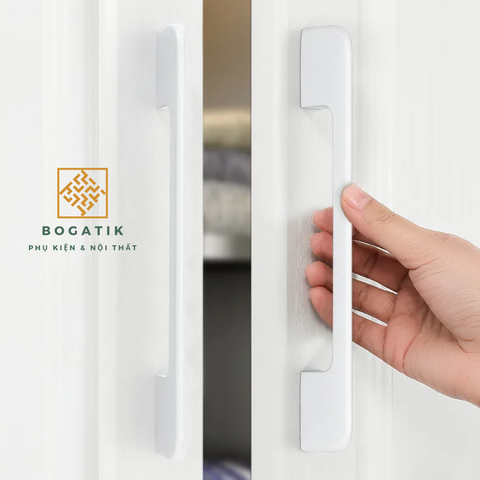 Tay nắm cửa tủ ngăn kéo tay nắm tủ bếp BOGATIK hình chữ U hợp kim nhôm màu BẠC tối giản
