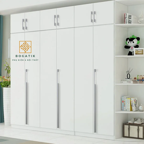 Tay nắm cửa tủ ngăn kéo tay nắm tủ bếp BOGATIK hình chữ U hợp kim nhôm màu BẠC tối giản