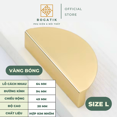 Tay nắm cửa tủ ngăn kéo tay nắm tủ bếp hình bán nguyệt hợp kim nhôm đen, vàng kim hiện đại