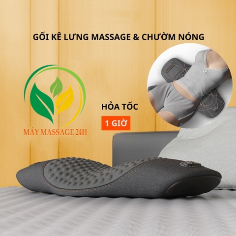 Gối kê lưng tích hợp massage chờm ấm hỗ trợ giảm đau thoát vị đĩa đệm