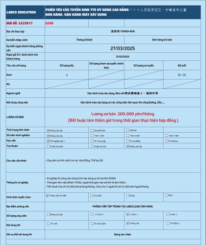 VẬN HÀNH MÁY XÂY DỰNG - LC25017 SHIGA