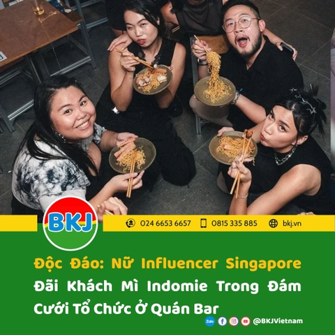 Độc Đáo: Nữ Influencer Singapore Đãi Khách Mì Indomie Trong Đám Cưới Tổ Chức Ở Quán Bar