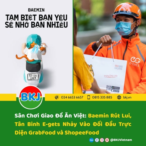 Sân Chơi Giao Đồ Ăn Việt: Baemin Rút Lui, Tân Binh E-gets Nhảy Vào Đối Đầu Trực Diện GrabFood và ShopeeFood