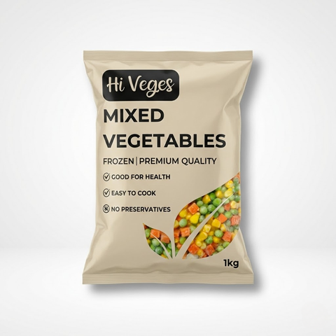 Rau Củ Hỗn Hợp Đông Lạnh Hi Veges (1kg) - Mix 3 Loại (Ngô, Đậu Hà Lan, Cà Rốt) - Tươi Ngon, Tiện Lợi Cho Mọi Bếp Ăn