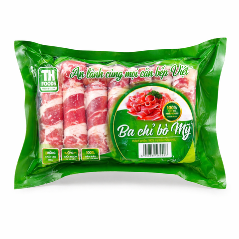 Thịt Ba Chỉ Bò Mỹ Cuộn TBFood - Khay 450g (Bao Bì Xanh)
