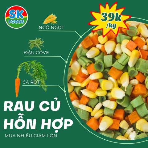 Rau củ thái sẵn hỗn hợp (Túi zip 1kg)