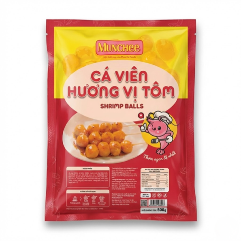 Tôm Viên Munchee Gói 500g (80 Viên) - Cá Viên Hương Vị Tôm Phúc Mơ Foods