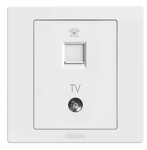 Module Bộ ổ cắm Tivi+điện thoại màu trắng S5 S5842 lắp đế vuông