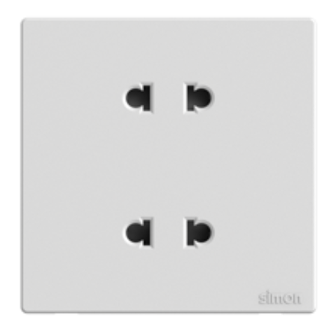 Ổ cắm đôi 2 chấu Simon K3 571072 Màu trắng lắp chuẩn đế vuông