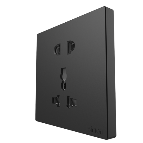 Module ổ cắm 3 chấu đa năng và 2 chấu Simon S6 màu đen 581080V-26