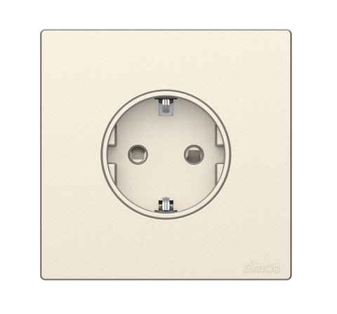 Ổ cắm đơn 16A kiểu Schuko có tiếp địa màu Sâm panh Simon S6 581687-46 lắp đế âm vuông