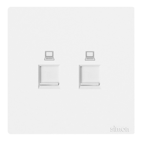 Ổ cắm mạng đôi Simon K3 575228 Màu trắng lắp chuẩn đế vuông