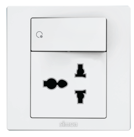 Module Ổ cắm đa năng kèm hạt công tắc 16A màu trắng Simon S5 S5540