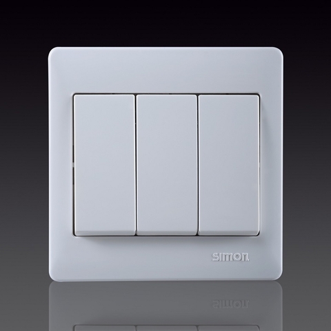 50S- Bộ công tắc nút nhấn ba Simon 51031BF Màu trắng