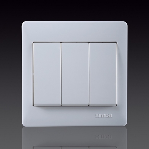 50S- Bộ công tắc nút nhấn ba có đèn LED Simon 51033BF Màu trắng