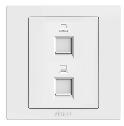 Module Bộ ổ cắm mạng RJ54 CAT6e đôi màu trắng Simon S5 S5811