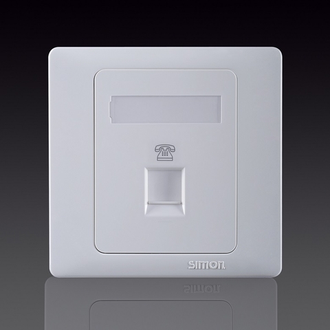50S- Bộ Ổ cắm điện thoại đơn chuẩn RJ11 Simon 55214 Màu trắng