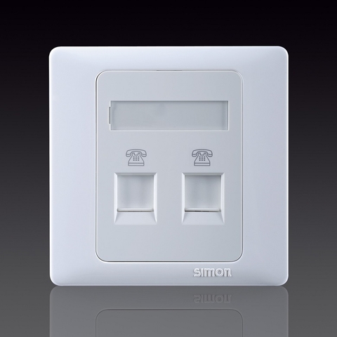 50S- Bộ Ổ cắm điện thoại đôi chuẩn RJ11 Simon 55224Màu trắng
